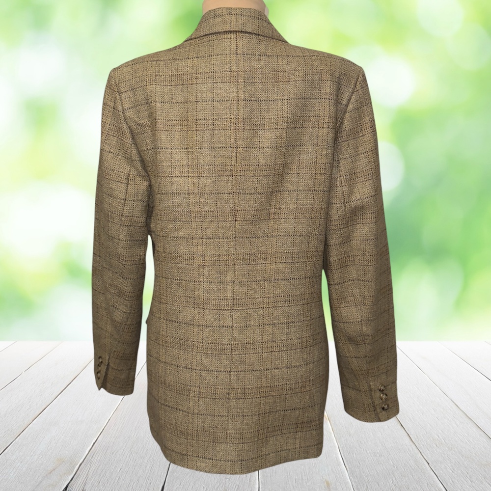 Vintage TALBOTS Wool Tweed Blazer Jacket Italian Fabric Plaid Made in USA Sz 10 - Picture 3 of 13